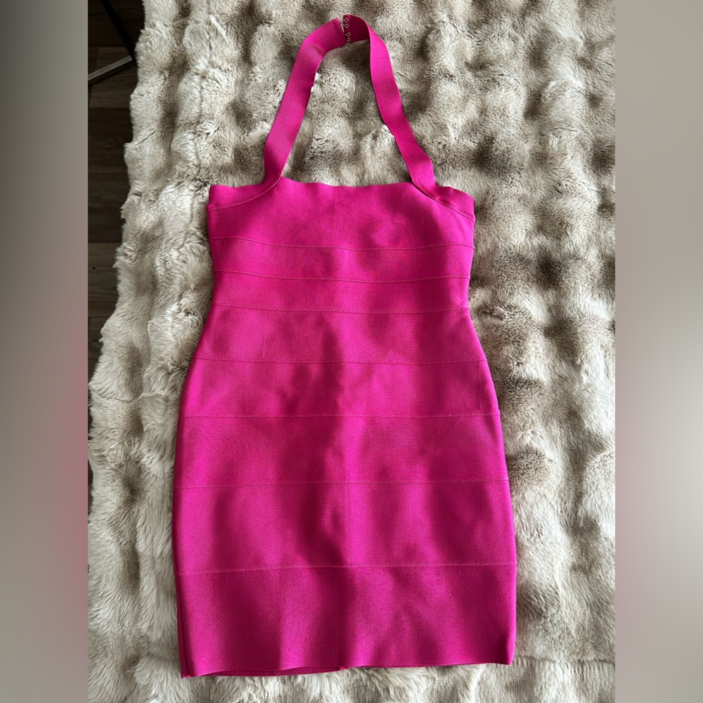 Herve Leger X Forever 21 Bright Pink Halter Bandage Dress